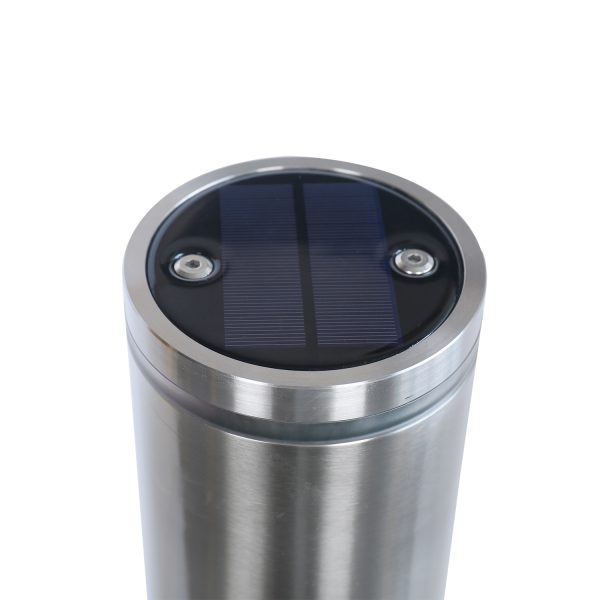 Close up of Solar Panel from 140mm Base Plate Solar Bollard 316 Stainless Steel