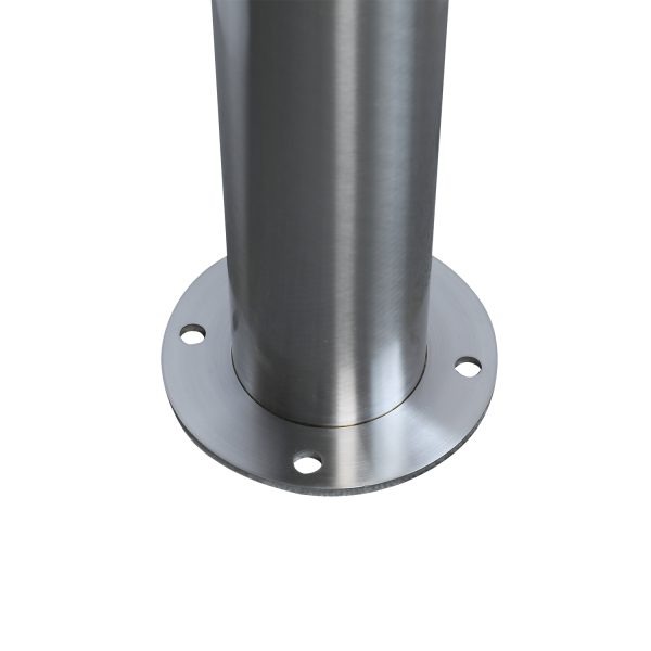 Close up of Base Plate from 140mm Base Plate Solar Bollard 316 Stainless Steel